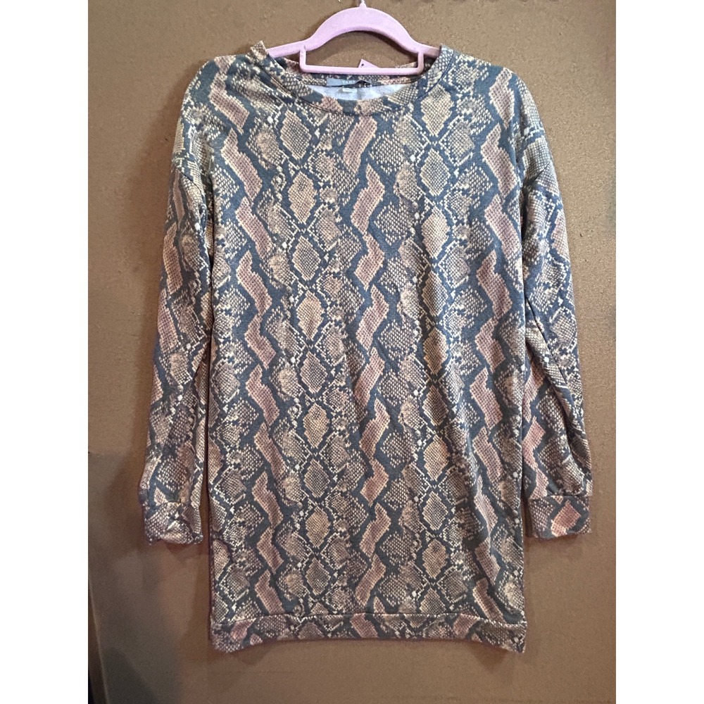 TART Snake T-Shirt Dress Womens S Brown New LS Snake Tshirt Dress T11461